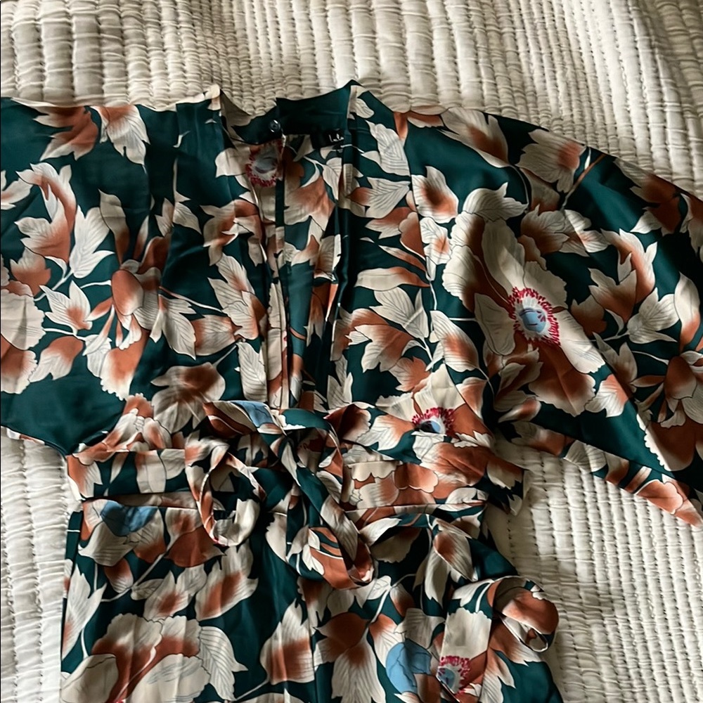 Lulu's Floral Jumpsuit in Green and Brown